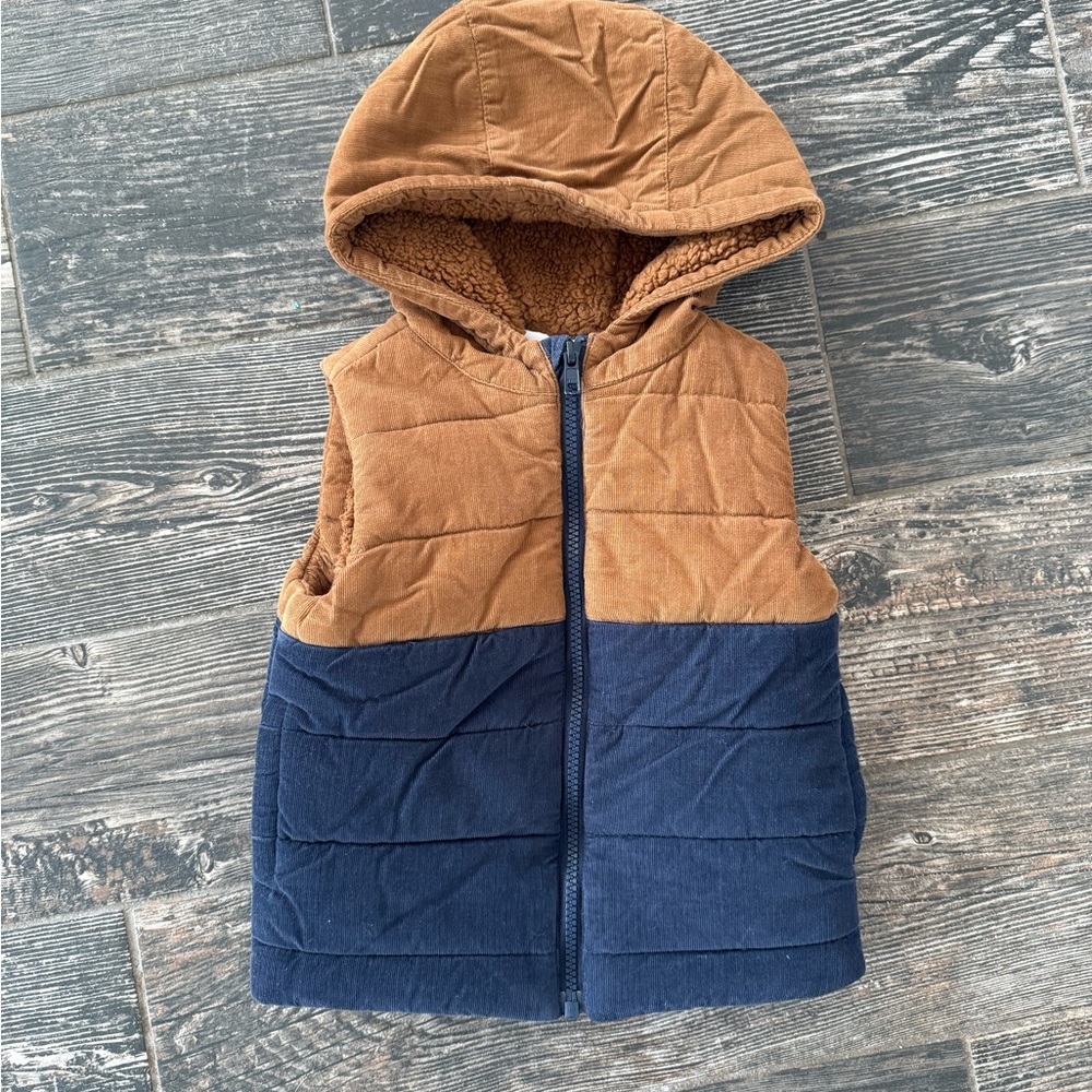 Tommy Bahama Brown and Blue Hooded Vest